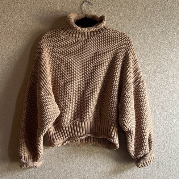 ALLFENIX Sweaters - Allfenix 100% Cotton Tan Knit Sweater